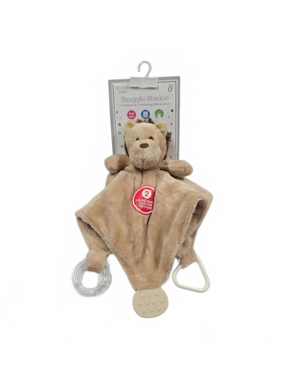 Modern Baby Security Blanket Lion Plush Lovey Teether Rattle New NWT